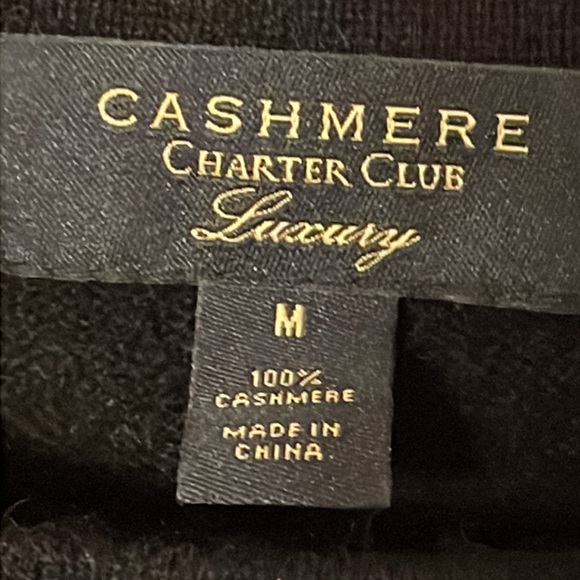 100% Cashmere Charter Club Black Crew Neck Sweater - Picture 4 of 5